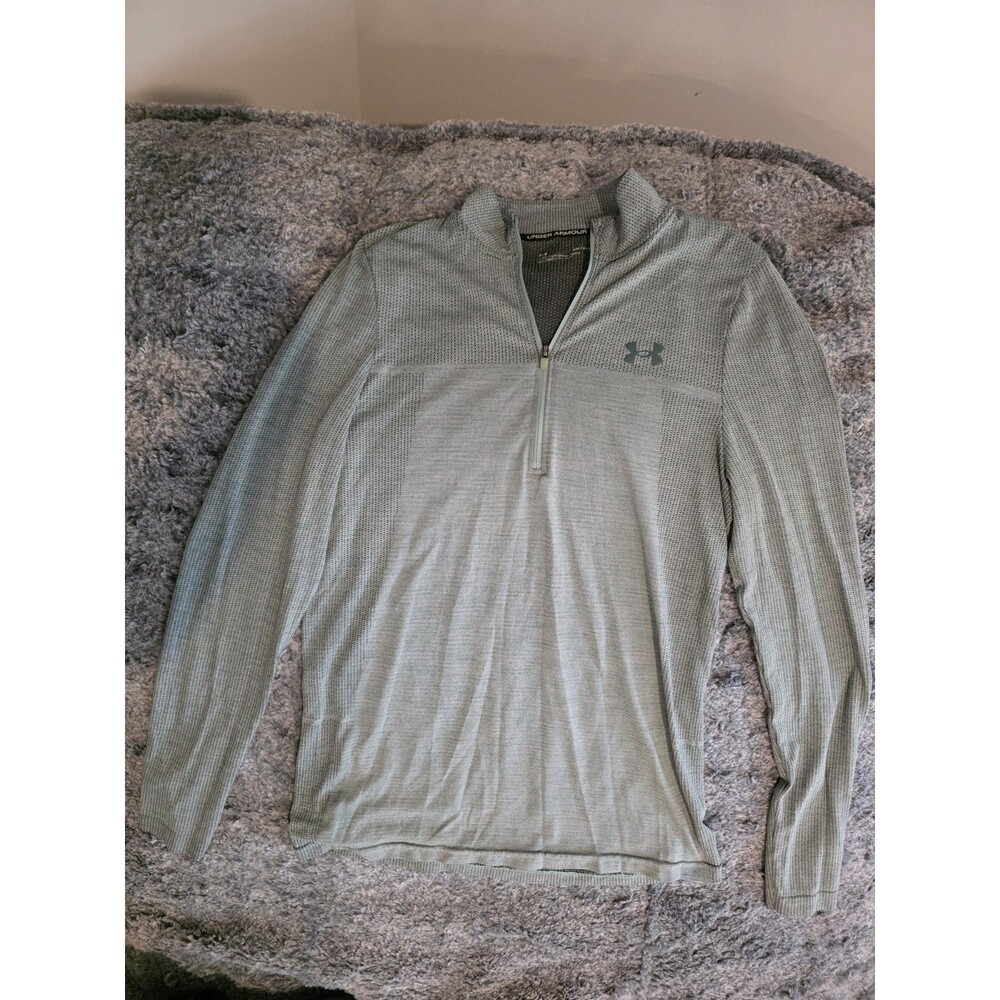Under Armour Men's Seamless 1/2 Zip Long Sleeve Top Shirt 1359875 Green & Black